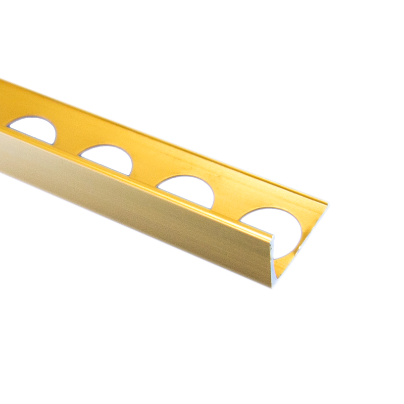 Homelux Polished Light Brushed Gold effect 10mm Straight Aluminium Tile trim